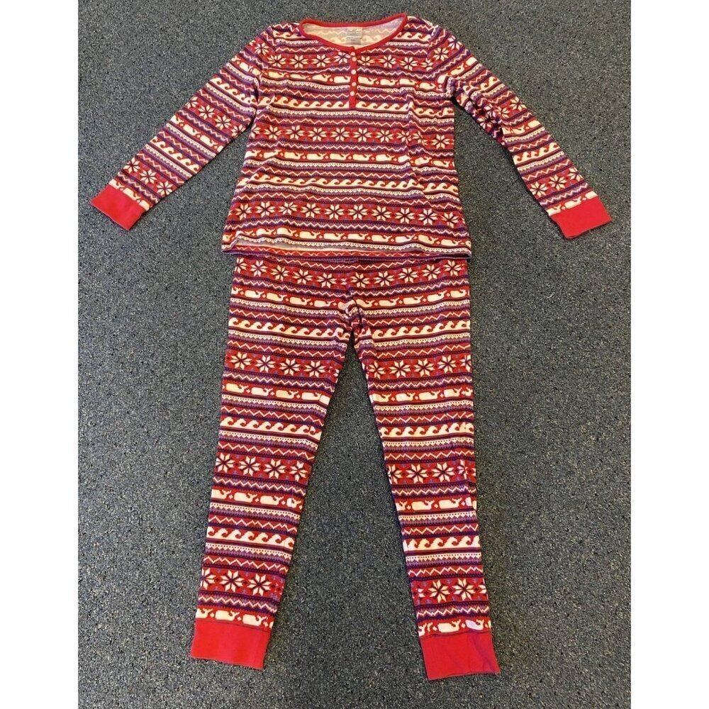 Vineyard Vines 2 Piece Pajama Lounge Set Waffle Red Blue Large L